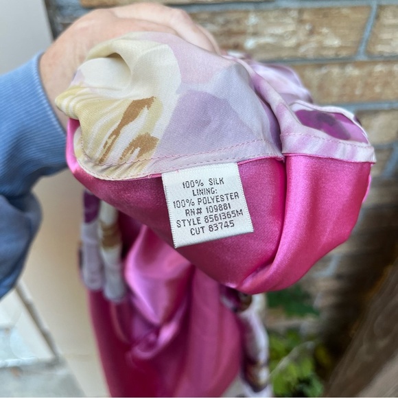 Donna Ricco 100% Silk Pink and Purple Floral Dress - Picture 4 of 4